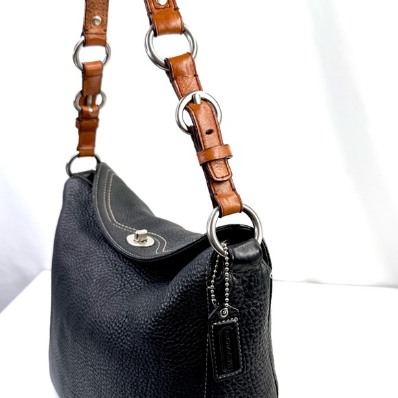 Coach Black Pebbled Leather Chelsea Turn Lock Hobo Y2K Vintage Shoulder Bag - Picture 3 of 13